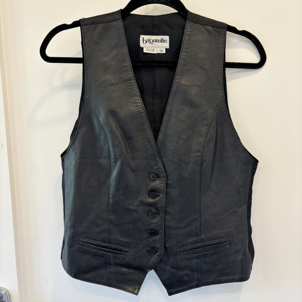 Vintage Bagatelle leather button up vest